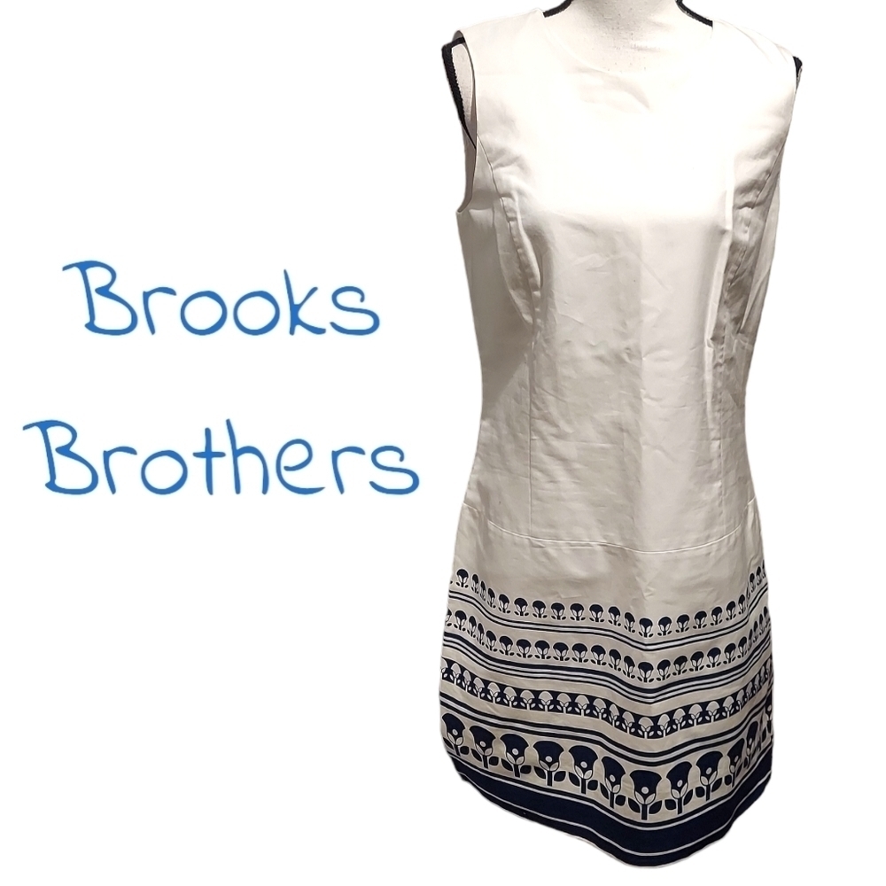 Brooks Brothers dress blue and white floral new with tags womens size 10